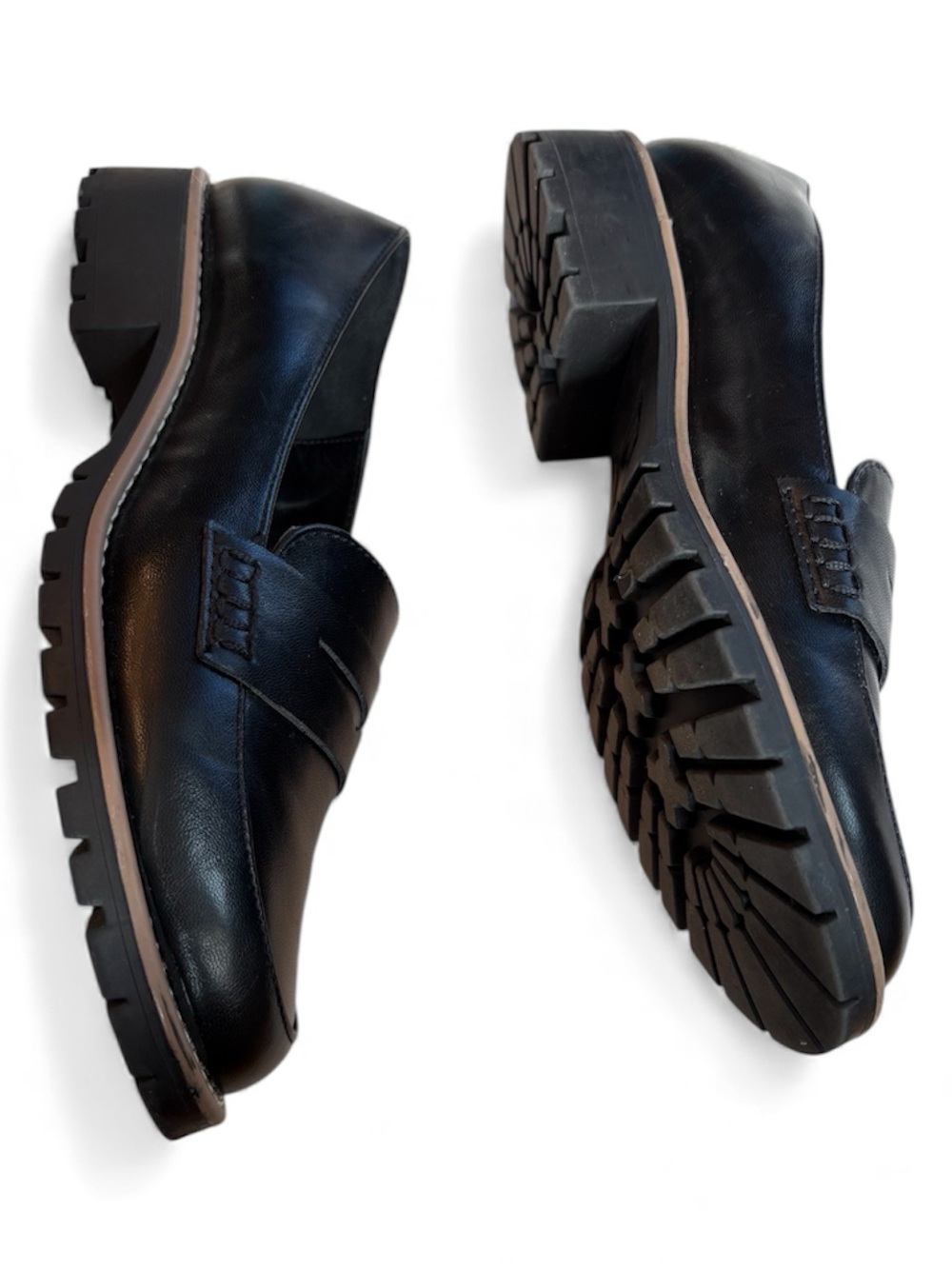 Dolce Vita Black Leather Lug Sole Loafers